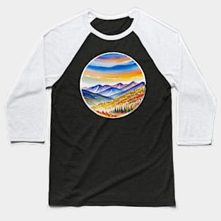 retro mountains design aquarel Baseball T-Shirt